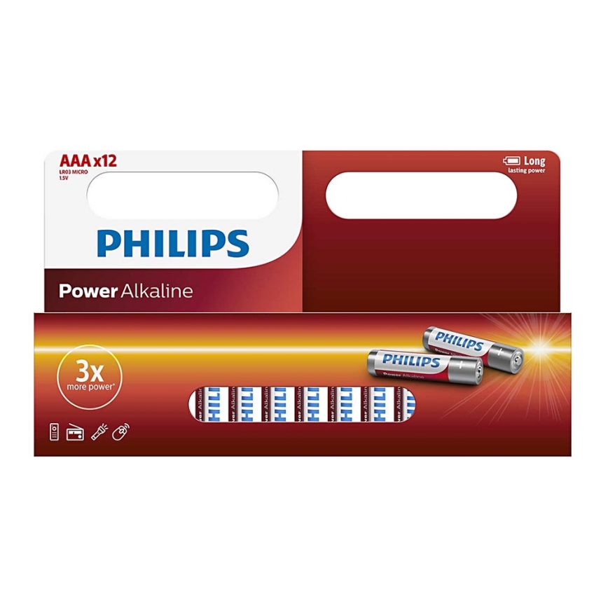 Philips LR03P12W/10-12 tk leelispatareid AAA POWER ALKALINE 1,5V 1150mAh