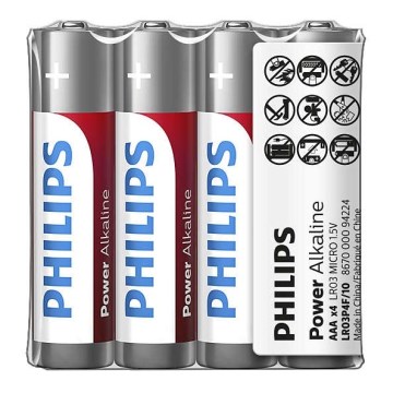 Philips LR03P4F/10-4 tk leelispatareid AAA POWER ALKALINE 1,5V 1150mAh