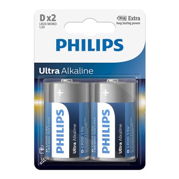 Philips LR20E2B/10 - 2 tk Leelispatarei D ULTRA ALKALINE 1,5V 15000mAh