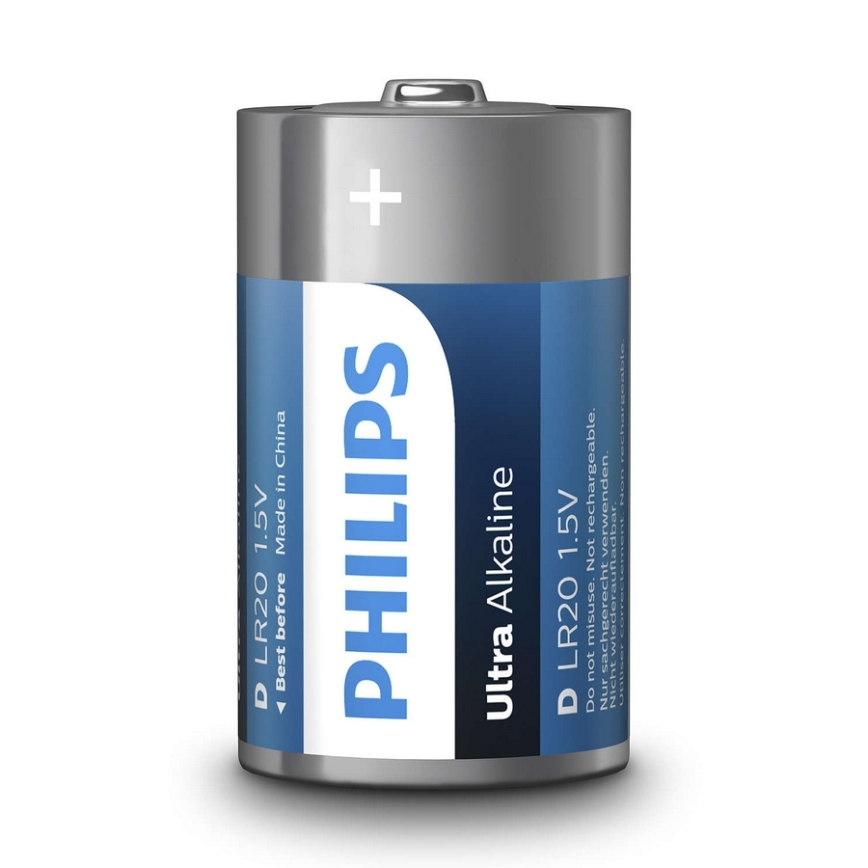 Philips LR20E2B/10 - 2 tk Leelispatarei D ULTRA ALKALINE 1,5V 15000mAh