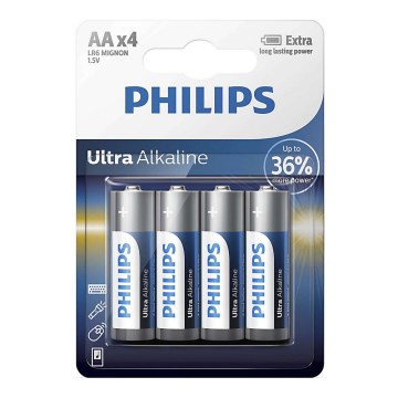 Philips LR6E4B/10-4 tk leelispatareid AA ULTRA ALKALINE 1,5V 2800mAh