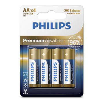 Philips LR6M4B/10-4 tk leelispatareid AA PREMIUM ALKALINE 1,5V 3200mAh