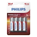 Philips LR6P4B/10 - 4 tk Alkaline AA patarei POWER ALKALINE 1,5V 2600mAh