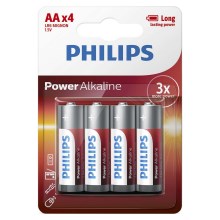 Philips LR6P4B/10-4 tk leelispatareid AA POWER ALKALINE 1,5V