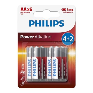 Philips LR6P6BP/10-6 tk Leelispatarei AA POWER ALKALINE 1,5V 2600mAhV