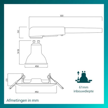 Philips - PERIDOT süvistatav laevalgusti 1xGU10/7W/230V must
