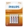 Philips R03L4B/10 - 4 tk Tsinkkloriidpatarei AAA LONGLIFE 1,5V 450mAh
