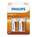 Philips R14L2B/10 - 2 tk Tsink-kloriidpatarei C LONGLIFE 1,5V 2800mAh