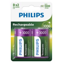 Philips R20B2A300/10-2 tk taaslaetavad patareid D MULTILIFE NiMH/1,2V/3000 mAh