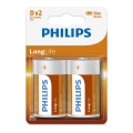 Philips R20L2B/10 - 2 tk Tsinkkloriid patarei D LONGLIFE 1,5V 5000mAh