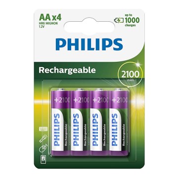 Philips R6B4A210/10 - 4 tk Laetav patarei AA MULTILIFE NiMH/1,2V/2100 mAh