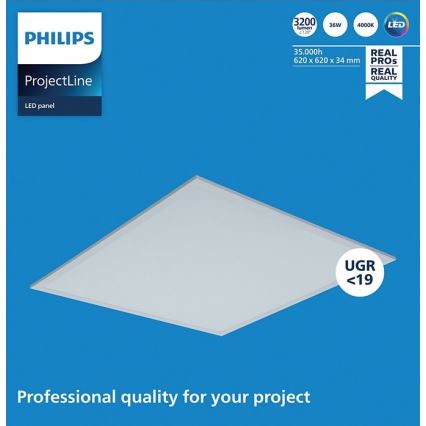 Philips - ripplae LED-paneel PROJECTLINE LED/36W/230V 62x62 cm