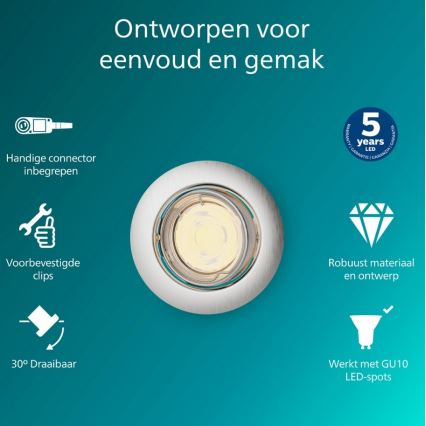 Philips - Süvistatav laevalgusti PERIDOT 1xGU10/7W/230V hõbedane