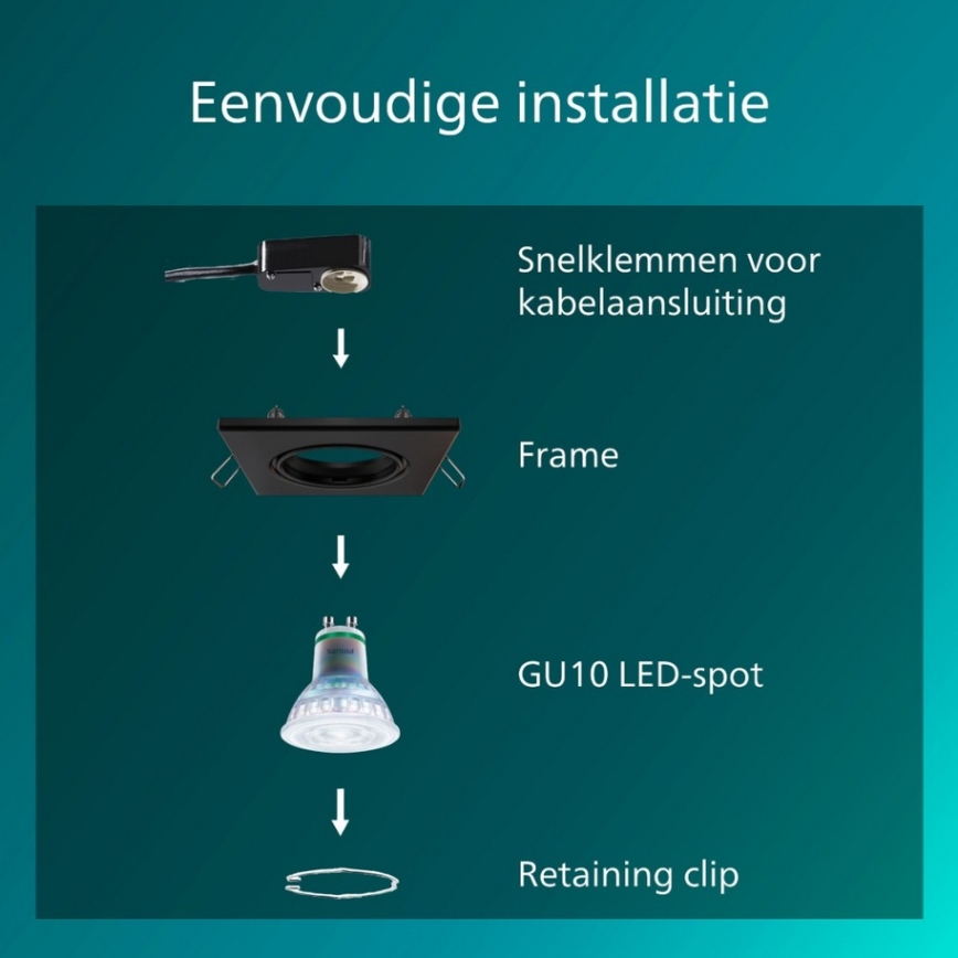 Philips - Süvistatav laevalgusti PERIDOT 1xGU10/7W/230V must