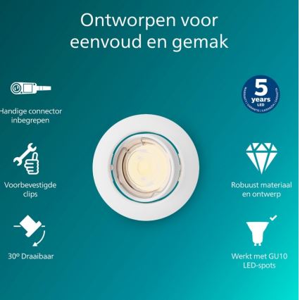 Philips - Süvistatav laevalgusti PERIDOT 1xGU10/7W/230V valge