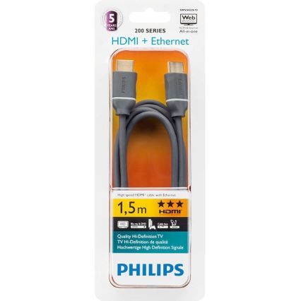 Philips SWV4432S/10 - HDMI kaabel koos Ethernet ühendusega, HDMI 1.4 A ühenduspesa 1,5m hall