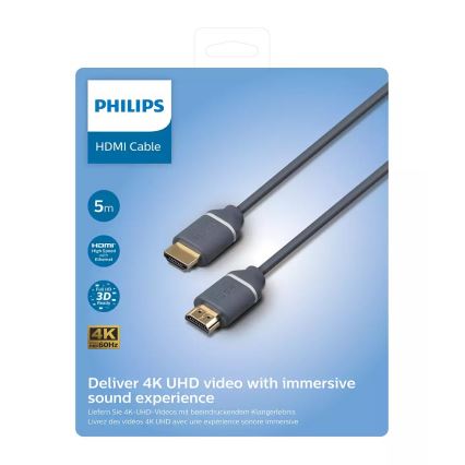 Philips SWV5650G/00 - HDMI kaabel Ethernet võrguga, HDMI 2.0 A ühenduspesa 5m hall