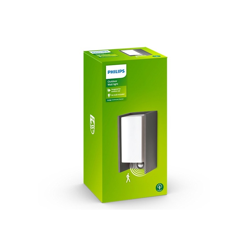 Philips - Väli seinavalgusti anduriga BRIDGE 1xE27/15W/230V IP44