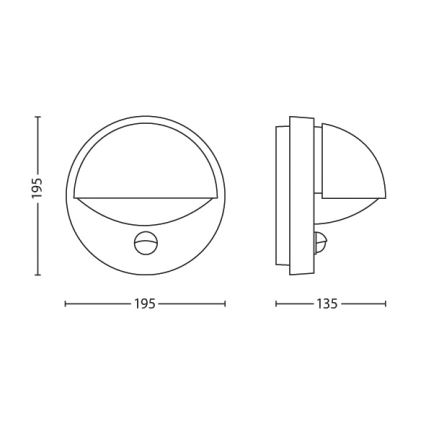 Philips - Väli seinavalgusti anduriga JUNE 1xE27/12W/230V IP44