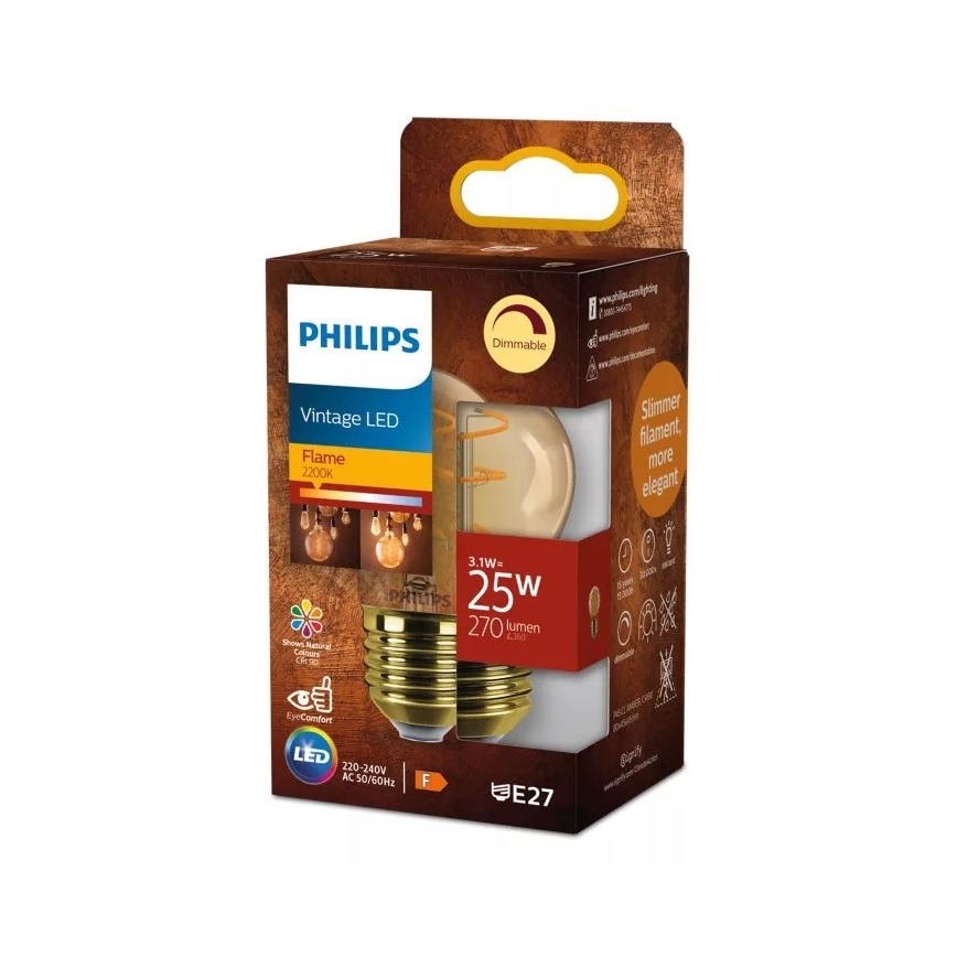 Philips VINTAGE LED-hämardatav pirn P45 E27/3,1W/230V 2200K CRI 90