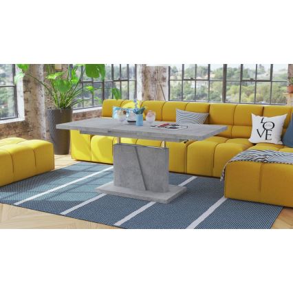 Pikendatav kohvilaud/söögilaud NINO tõstetava lauaplaadiga, betoonhall