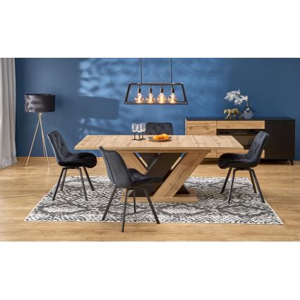 Pikendatav söögilaud DROM 160/200x90 cm Wotan-tamm/must