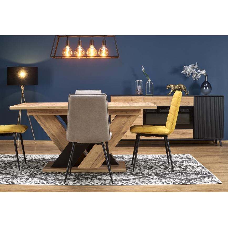 Pikendatav söögilaud DROM 160/200x90 cm Wotan-tamm/must