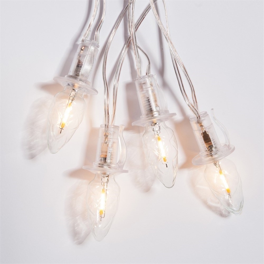 CONE FILAMENT LED-pikendusvalguskett 20xE10, 14m, läbipaistev/soe valge, IP44, valmistatud Tšehhis