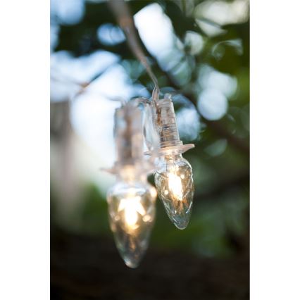 CONE FILAMENT LED-pikendusvalguskett 20xE10, 14m, läbipaistev/soe valge, IP44, valmistatud Tšehhis