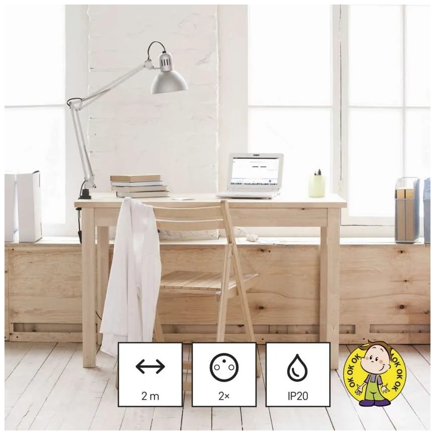 Pikendusjuhe 2 pistikupesaga + 2× USB-A + USB-C, 1,4 m