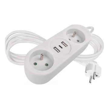 Pikendusjuhe 2x pistik + 2x USB-A + USB-C 1,4 m