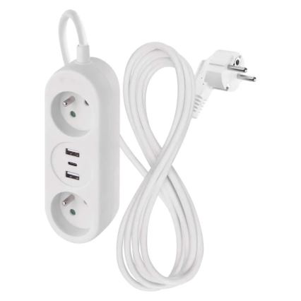 Pikendusjuhe 2x pistik + 2x USB-A + USB-C 1,4 m