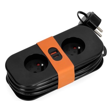 Pikendusjuhe 2Z + 2xUSB 1,4 m must