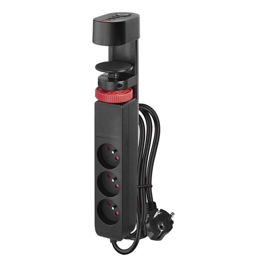 Pikendusjuhe koos lauakinnitusega 3Z + 3xUSB 1,5m must