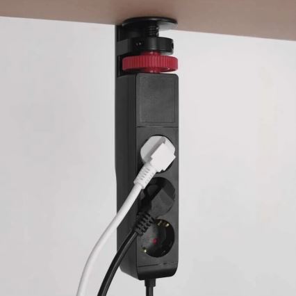 Pikendusjuhe koos lauakinnitusega 3Z + 3xUSB 1,5m must