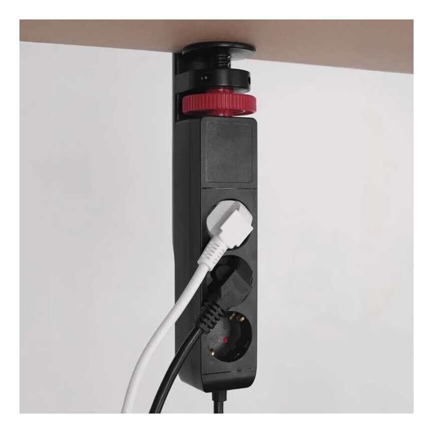 Pikendusjuhe koos lauakinnitusega 3Z + 3xUSB 1,5m must