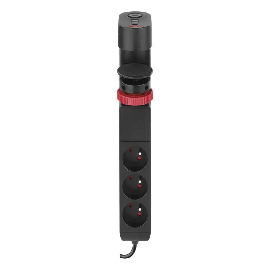 Pikendusjuhe koos lauakinnitusega 3Z + 3xUSB 1,5m must
