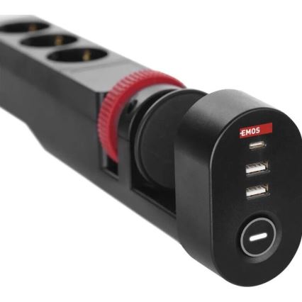 Pikendusjuhe koos lauakinnitusega 3Z + 3xUSB 1,5m must