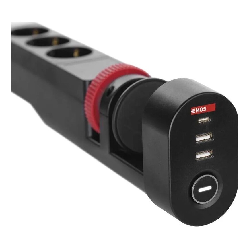 Pikendusjuhe koos lauakinnitusega 3Z + 3xUSB 1,5m must