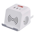 Pikendusjuhe kuubik juhtmevaba laadijaga QI 2Z +2xUSB-A+1xUSB-C 2m valge