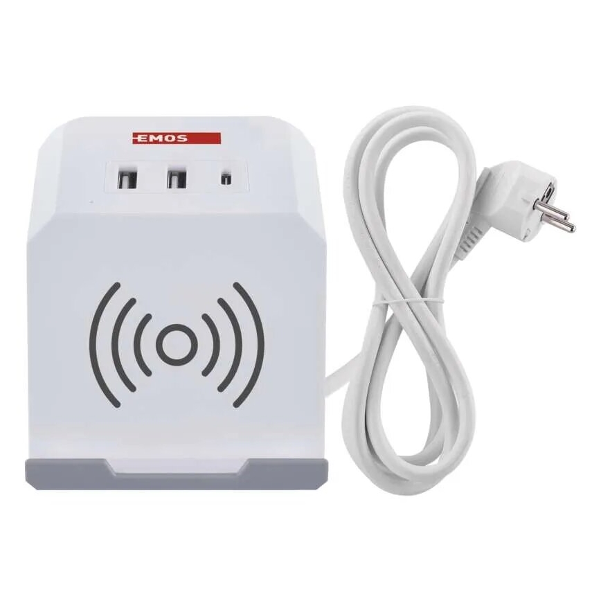 Pikendusjuhe kuubik juhtmevaba laadijaga QI 2Z +2xUSB-A+1xUSB-C 2m valge