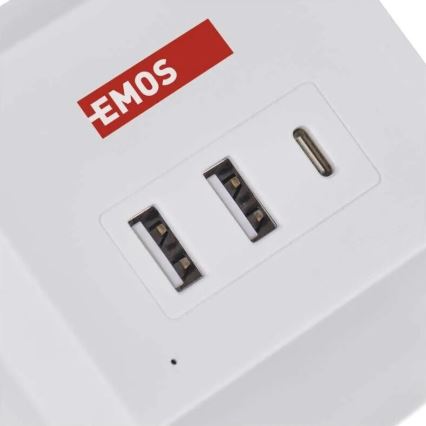 Pikendusjuhe kuubik juhtmevaba laadijaga QI 2Z +2xUSB-A+1xUSB-C 2m valge