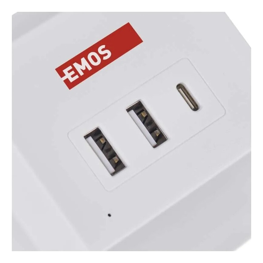 Pikendusjuhe kuubik juhtmevaba laadijaga QI 2Z +2xUSB-A+1xUSB-C 2m valge