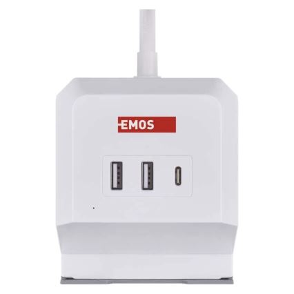 Pikendusjuhe kuubik juhtmevaba laadijaga QI 2Z +2xUSB-A+1xUSB-C 2m valge