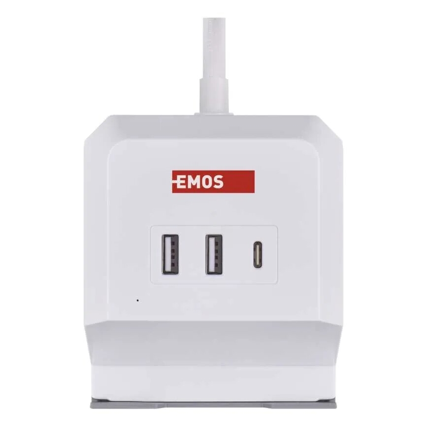 Pikendusjuhe kuubik juhtmevaba laadijaga QI 2Z +2xUSB-A+1xUSB-C 2m valge