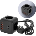 Pikendusjuhe kuubik lülitiga LINEA 3x230V + 4xUSB A/C must