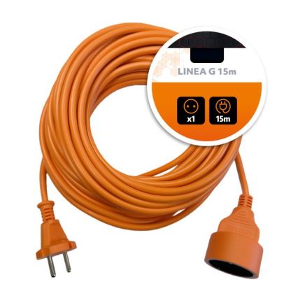 Pikendusjuhe LINEA G 1-pesaga 15 m oranž