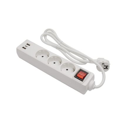 Pikendusjuhe lülitiga, 3 pistikupesa + 2× USB-A + 1× USB-C, 1,5 m, SCHUKO, valge