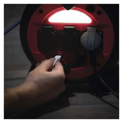 Pikendusjuhe rullil 3P 20m punane/must IP44