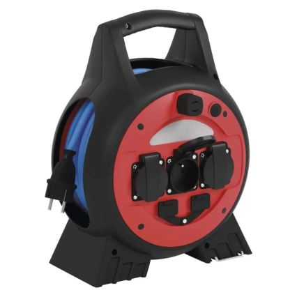 Pikendusjuhe rullil 3P 20m punane/must IP44